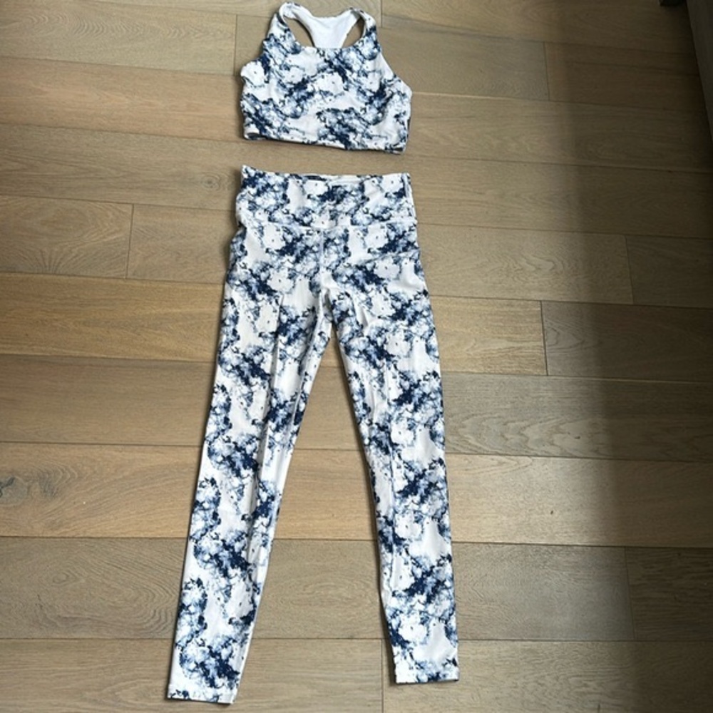 GAP Fit tie dye set leggings bra blackout Small sports workout